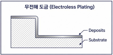 化学镀截面示意图 - 整个表面均匀沉积